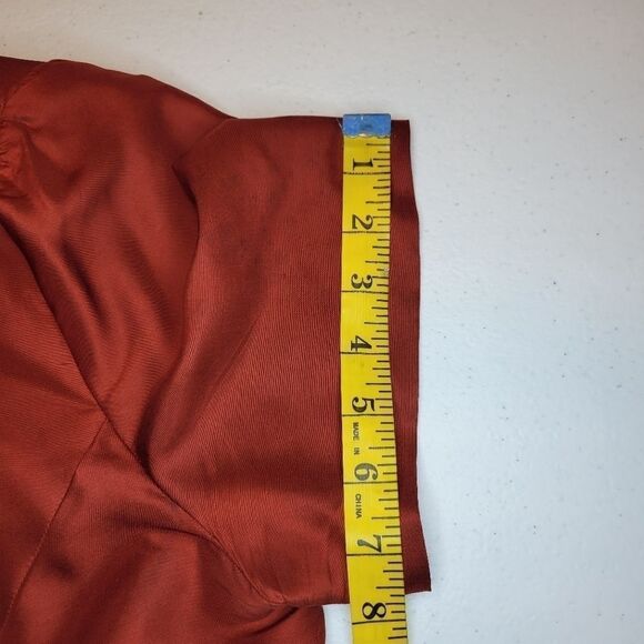 Plaza South Vintage Silk Burnt Rust Orange Maxi Skirt Blouse Matching Set - Picture 12 of 15